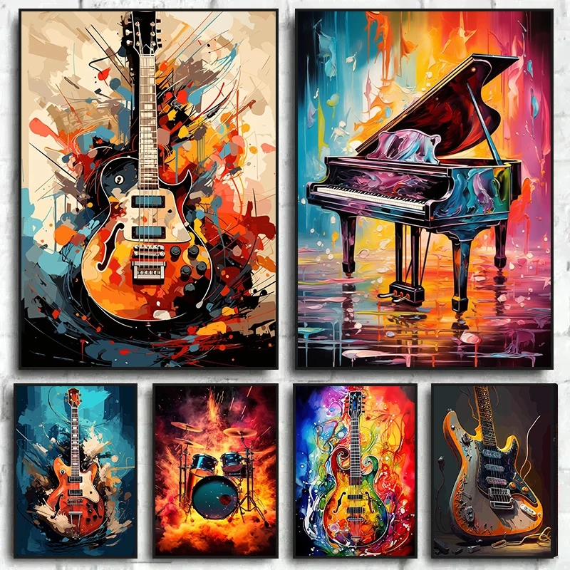 Picture Of Musical Instrument - لوحات فنية تجريدية ملونة لآلات موسيقية