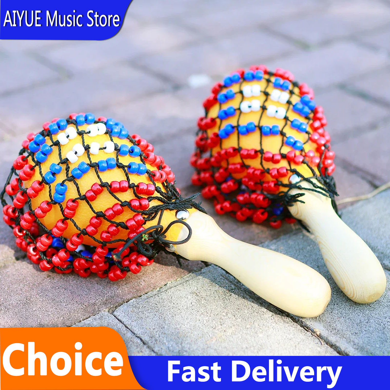 Musical Instrument Net - طبلة رملية يدوية من IRIN، قطعتان،