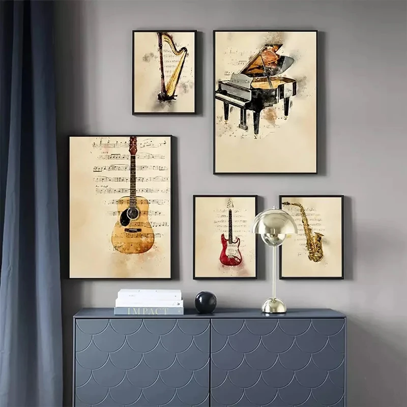 لوحة فنية على القماش بتصميم آل - مراجعة Picture Of Musical Instrument وسعره